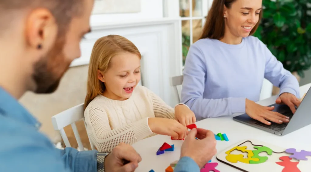 Parent-child interaction promoting early childhood development and growth.